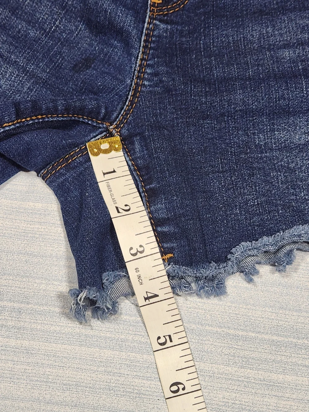 Haute Mama Maternity Full Pane Denim Shorts - Distressed. Dark Wash - Size M